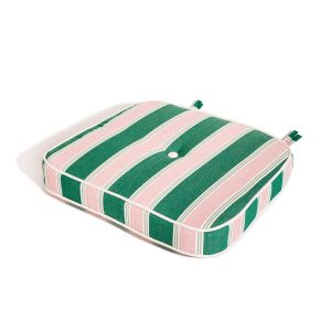 The Al Fresco Dining Chair Cushion - Bistro Green Stripe