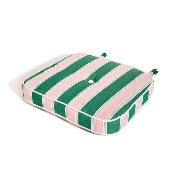 The Al Fresco Dining Chair Cushion - Bistro Green Stripe