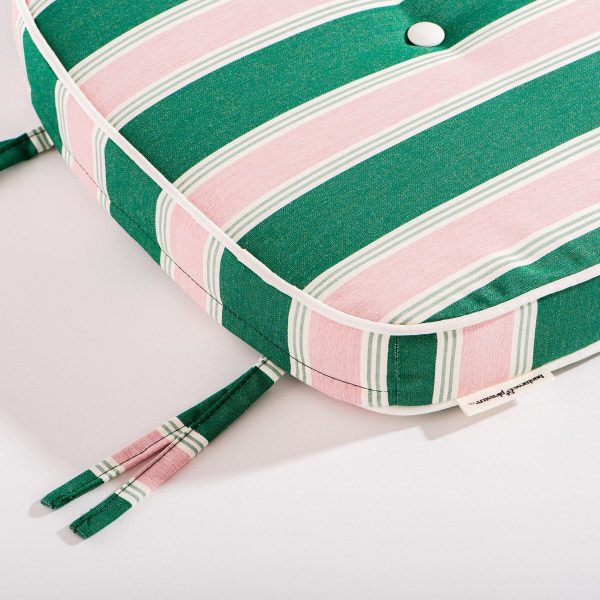 The Al Fresco Dining Chair Cushion - Bistro Green Stripe - Image 3