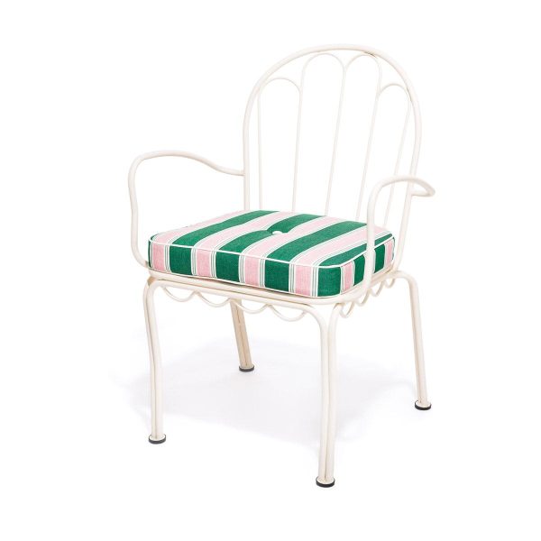 The Al Fresco Dining Chair Cushion - Bistro Green Stripe - Image 4