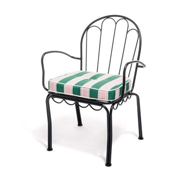 The Al Fresco Dining Chair Cushion - Bistro Green Stripe - Image 5
