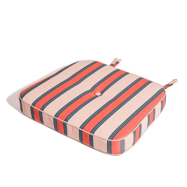 The Al Fresco Dining Chair Cushion - Bistro Dusty Pink Stripe