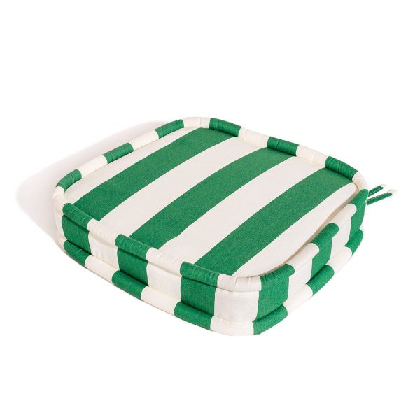 The Al Fresco Dining Chair Cushion - Crew Canyon Green Stripe