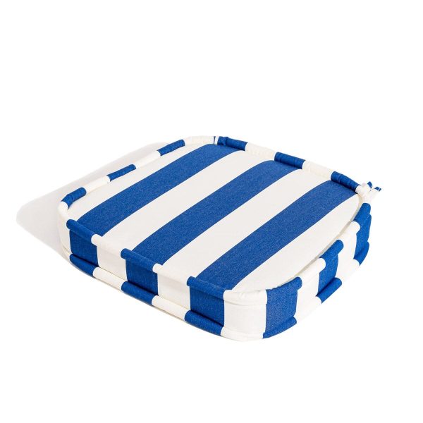 The Al Fresco Dining Chair Cushion - Crew Mediterranean Blue Stripe