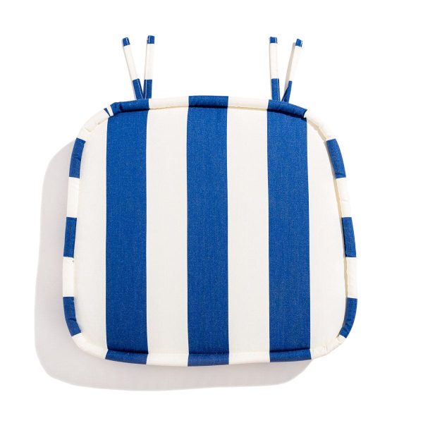 The Al Fresco Dining Chair Cushion - Crew Mediterranean Blue Stripe - Image 3