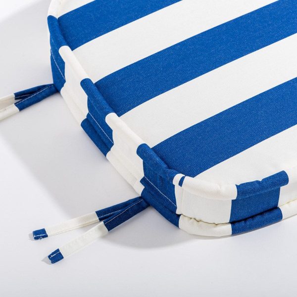 The Al Fresco Dining Chair Cushion - Crew Mediterranean Blue Stripe - Image 4