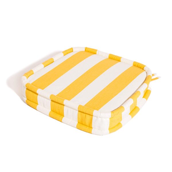 The Al Fresco Dining Chair Cushion - Crew Mimosa Yellow Stripe