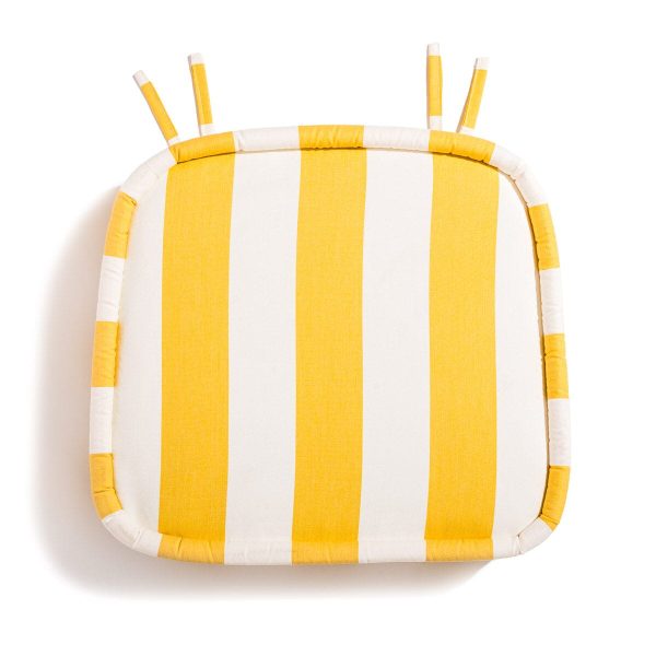 The Al Fresco Dining Chair Cushion - Crew Mimosa Yellow Stripe - Image 2