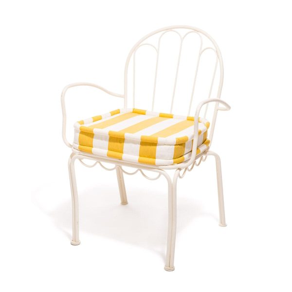 The Al Fresco Dining Chair Cushion - Crew Mimosa Yellow Stripe - Image 4
