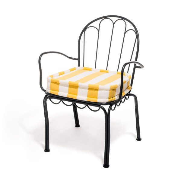 The Al Fresco Dining Chair Cushion - Crew Mimosa Yellow Stripe - Image 5
