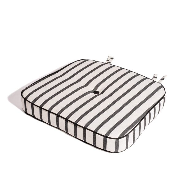 The Al Fresco Dining Chair Cushion - Monaco Black Stripe