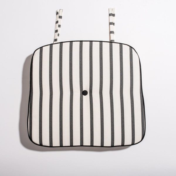 The Al Fresco Dining Chair Cushion - Monaco Black Stripe - Image 2