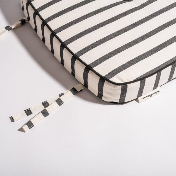 The Al Fresco Dining Chair Cushion - Monaco Black Stripe - Image 3
