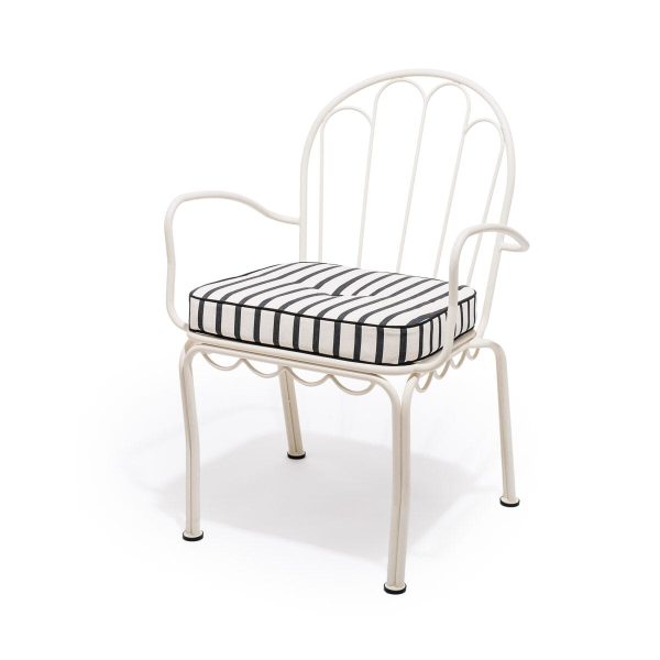 The Al Fresco Dining Chair Cushion - Monaco Black Stripe - Image 4