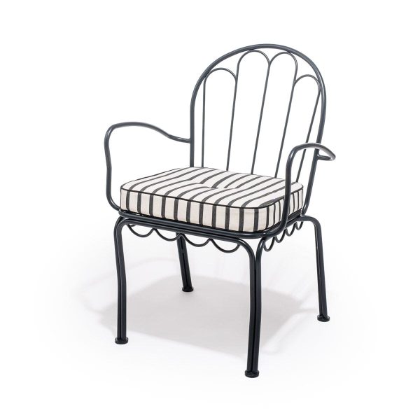 The Al Fresco Dining Chair Cushion - Monaco Black Stripe - Image 5