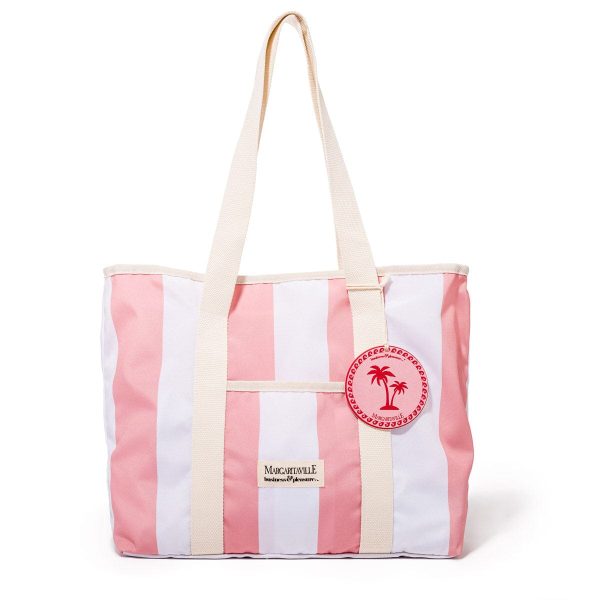 The Volcano Beach Bag - Strawberry Daiquiri Stripe