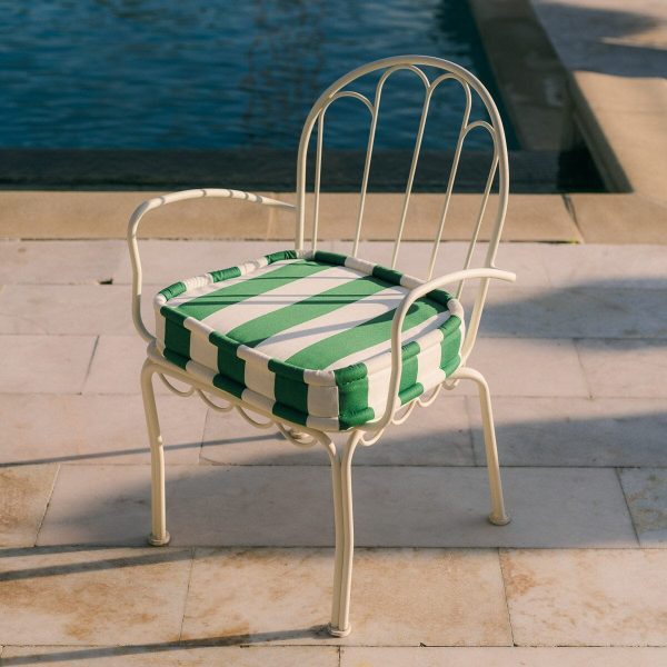 The Al Fresco Dining Chair Cushion - Crew Canyon Green Stripe - Image 2
