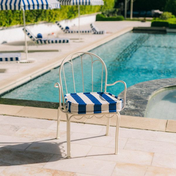 The Al Fresco Dining Chair Cushion - Crew Mediterranean Blue Stripe - Image 2