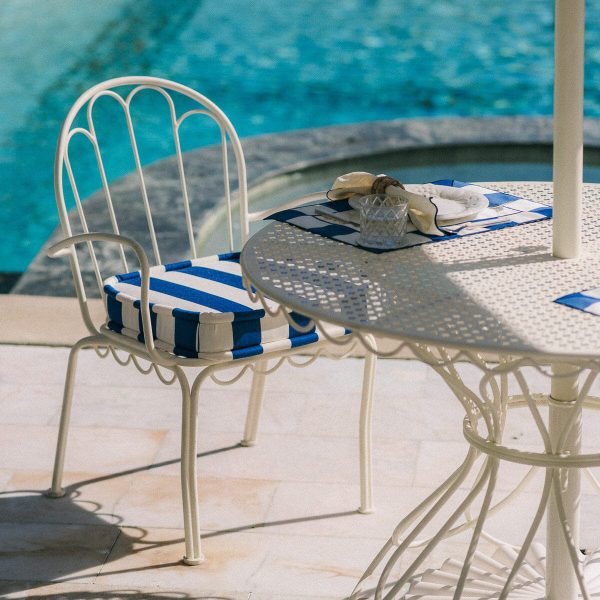 The Al Fresco Dining Chair Cushion - Crew Mediterranean Blue Stripe - Image 7