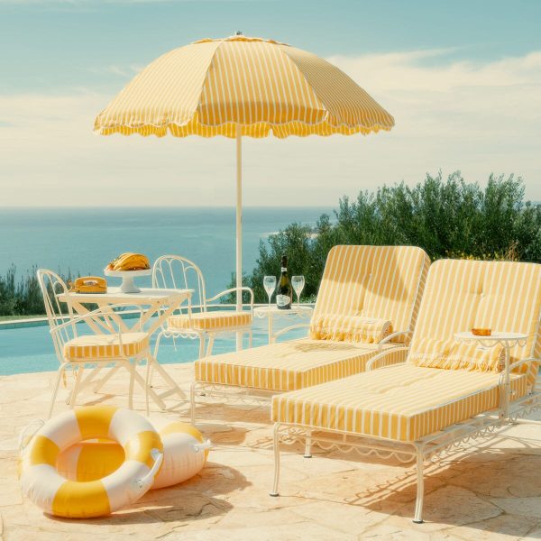 The Al Fresco Dining Chair Cushion - Monaco Mimosa Stripe - Image 2